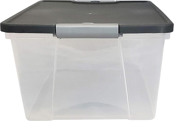 HOMZ 4-Pack Secure Latch, Clear Plastic Storage Organizer Bins, 15 Quart, Gray Lid - Stackable Container Boxes for Bedroom, Bathroom, Garage, and Office Organization - Image 9