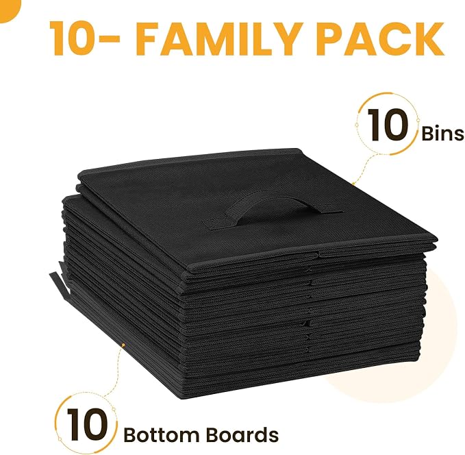 Large Storage Cubes- 13 Inch Cube Storage Bins for Organizing Shelves Kallax - Nursery Closet Organization Bins for Clothes Blanket - 10 Pack Collapsible Decorative Storage Box for Living Room (Black) - Image 8