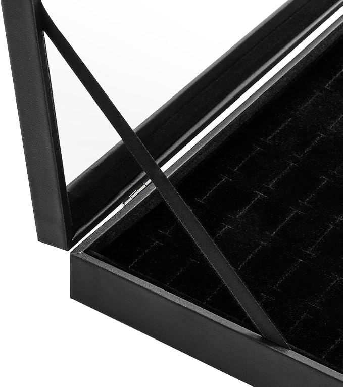 Elsjoy 2 Pack 100 Slots Ring Display Case with Transparent Glass Lid, Black Velvet Ring Organizer Box Large Ring Storage Tray, Vintage Jewelry Holder for Home, Selling - Image 8