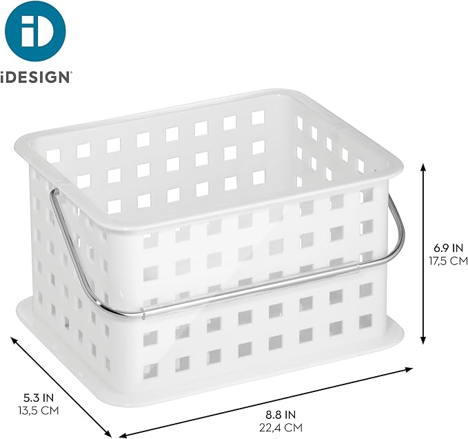 iDesign Portable Shower Caddy Basket with Handle for College Dorm or Bathroom - White - Made in USA - Image 4