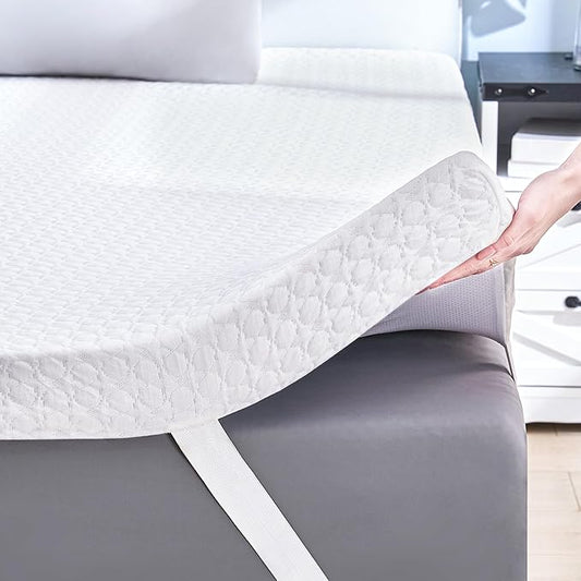 SINWEEK 3 Inch Gel Memory Foam Mattress Topper Twin XL Size for College Dorm, Ventilated High Density Pad for Body Pain, Bed Topper with Cooling Cover