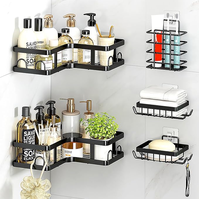 14 Pack Shower Caddy Adhesive Replacement, Strong Adhesive Hooks, Waterproof Shower Adhesive Strips, No Drilling, for Bathroom Storage Shelves and Kitchen Racks - Image 9
