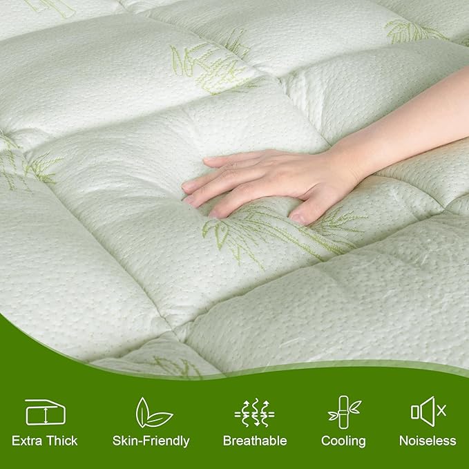Dual Layer Cooling Mattress Topper Queen Size Memory Foam, 4.5 Inch Pillow Top Mattress Topper (2.7" Extra Thick Soft Plush Mattress Pad &1.8" Gel and Firm Foam for Back Pain)