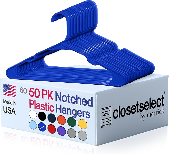 Closetselect Plastic Hangers 50 Pack - Space Saving Clothes Hangers, Made in USA, Durable & Strong Plastic Shirt & Coat Hanger with Notches & Shoulder Grooves, Non-Slip Clothing Hangers | Royal Spice by closetselect
