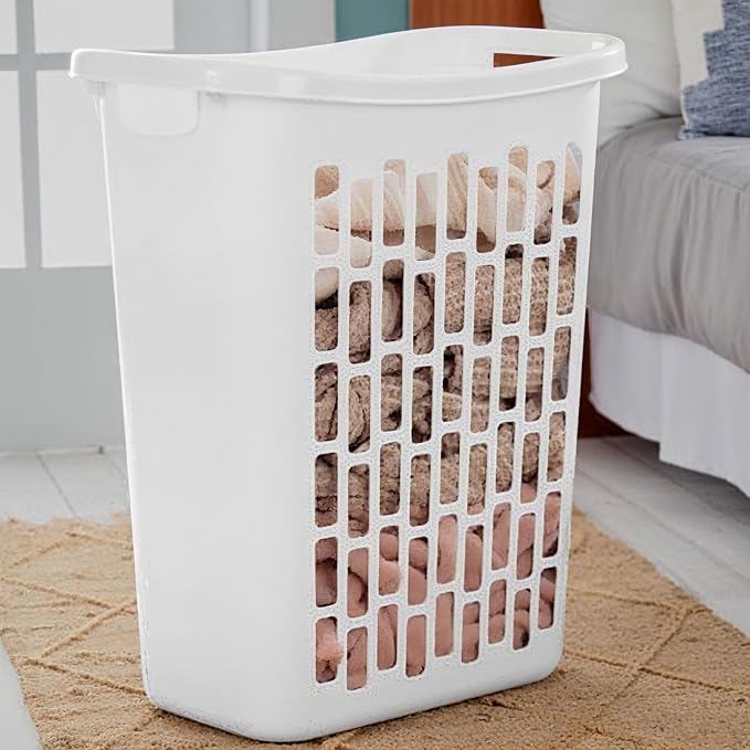 1.8 Bushels Capacity (63.4L) 3-Pack Tall & Slim Open Heavy-Duty Plastic Laundry Hamper with Reinforced Handles for Easy Clothes Transport, Ideal for Closets, Dorm, Laundry Room & Bathroom, White - Image 8