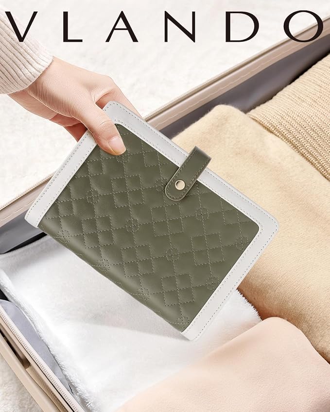 VLANDO Travel Jewelry Organizer Case,Mom Gifts from Daughter,Jewelry Storage Book Ring Binder with Clear Zipper Velvet Jewelry Pouch Bag,Travel Essentials for Rings,Necklace,Earrings-Olive Green - Image 7
