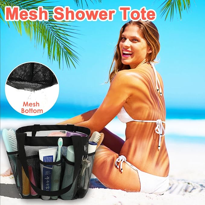 Fammart Mesh Shower Caddy Portable for College Dorm Room Essentials, 8-Pocket Large Shower Basket Tote Bag with 2 Handles for Toiletry, Bathroom, Beach, Camp, Gym - Image 5