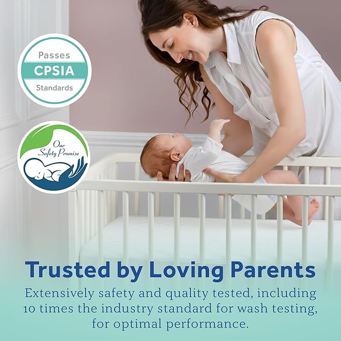 Sealy Baby Organic Cotton Top Breathable Fitted Waterproof Infant Crib Mattress Protector Pad and Toddler Bed Cover, Durable and Comfortable Topper, Machine Washable, 52” x 28”- White
