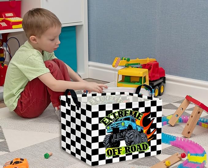 Rectangle Kids Baskets Car Basket Cute Storage Bin Organizer Boys Box for Room Decor Gift Basket(Racing car) - Image 6