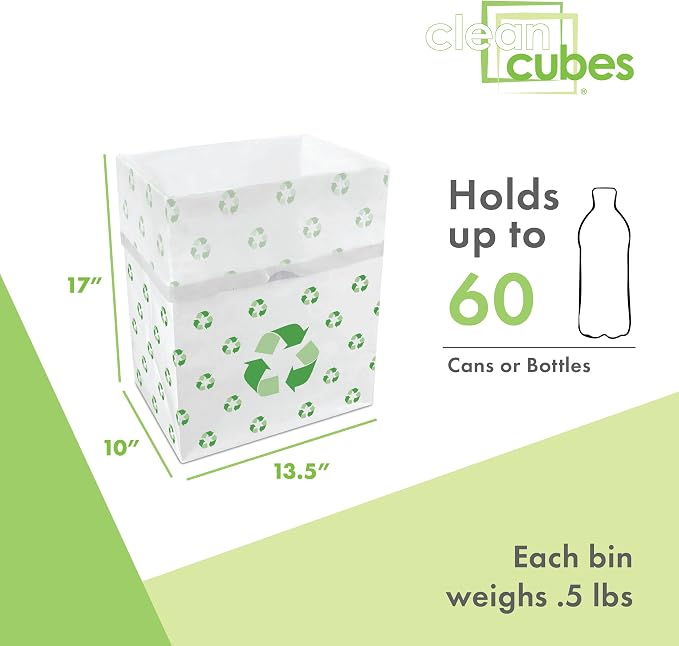 Clean Cubes 13 Gallon Disposable Pop-Up Trash Cans (3-Pack) with Fitted Bags – Foldable Garbage & Recycling Bins for Parties, Events & Kitchen (Recycle, 17" H x 13.5" W x 10" D) - Image 4