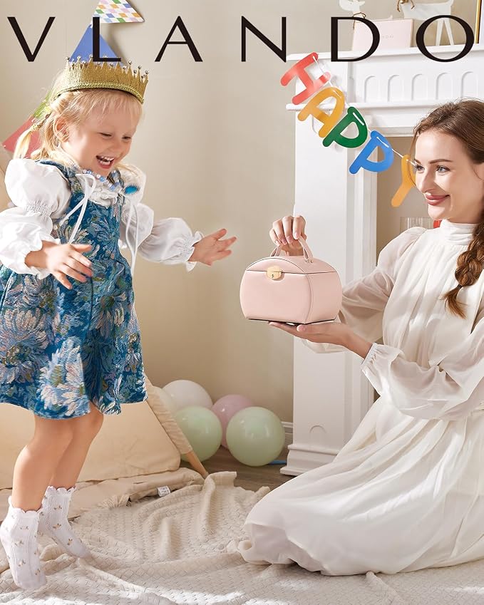 VLANDO Kids Musical Jewelry Box for Girls with Drawer, Music Box with Ballerina and Stickers for Birthday Bedroom Decor, Gifts for Girls Kids Christmas Thanksgiving Gifts 2024 - Light Pink - Image 3