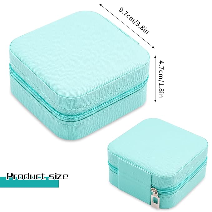 Neveika Portable Travel Mini Jewelry Box Leather Jewellery Ring Organizer Case Storage Gift Box Girls Women (blue). - Image 4