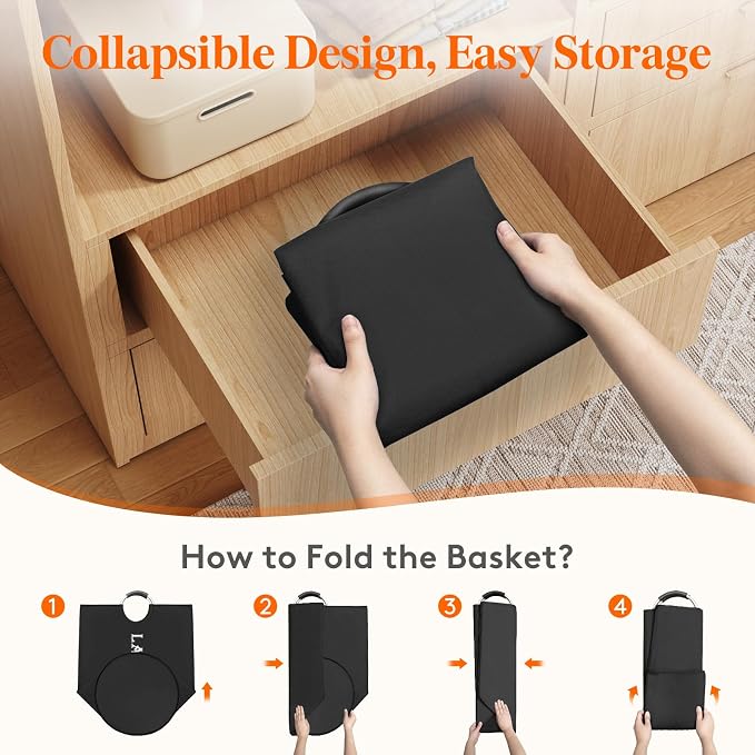 Lifewit 100L 2-Pack Large Laundry Basket, Collapsible Laundry Hamper with Aluminum Handles, Waterproof Freestanding Dirty Clothes Hampers for Laundry Room Bedroom Dorm Bathroom, Black - Image 8