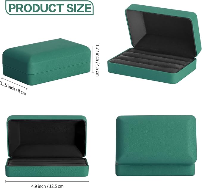 KUKUVR Velet Ring Storage Box, Travel Jewelry Case with 3 Slot Ring Display Organizer (Green) - Image 6