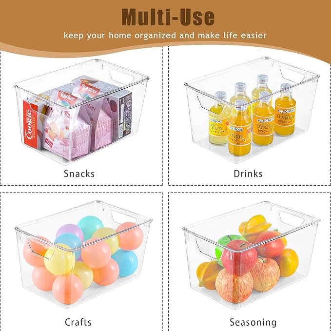 6 Pack Clear Storage Bins with Lids, 7 Quart Stackable Storage Boxes for Storage and Organization, Plastic Storage Containers with Lids, Plastic Bins with Handles for Office, Bedroom, Study Room - Image 6