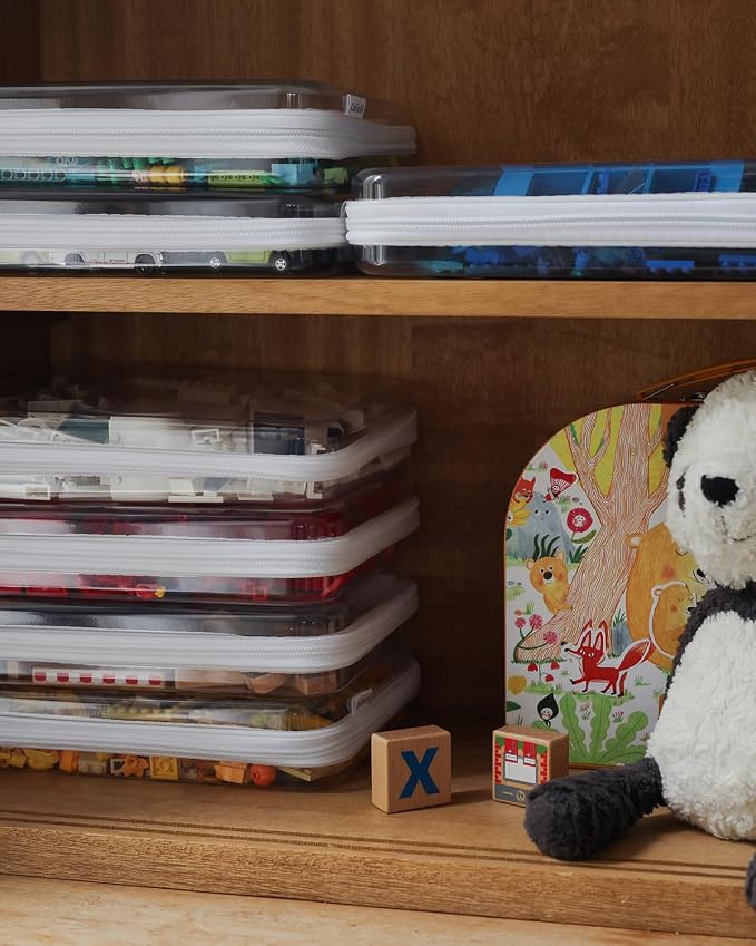 6PCS Clear Zipper Pouches, Small Christmas Item Storage Bins, Zippered Hard Pouch Double, Portable Makeup and Cosmetic Bag, Kid's Toy Storage Organizer Bins, Hard Plastic Case, Clear Zipper Bags - Image 4