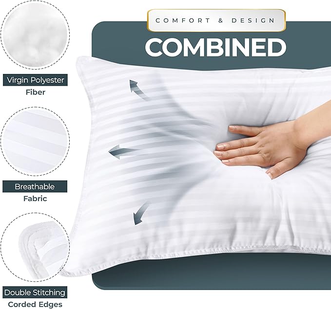 Utopia Bedding Bed Pillows King Size Set of 4 (White), Down Alternative Pillows for Sleeping, Cooling Hotel Quality Pillow Set for Back, Stomach or Side Sleepers