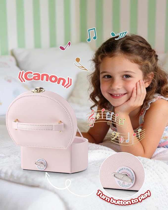 Vlando Musical Jewelry Box for Girls - Valentines Day Gifts for Daughter Kids - Birthday for Girls Ages 4 5 6 7 8-12 Year Old - Kid Music Box with Ballerina for Birthday Bedroom Decor - Light Pink - Image 8
