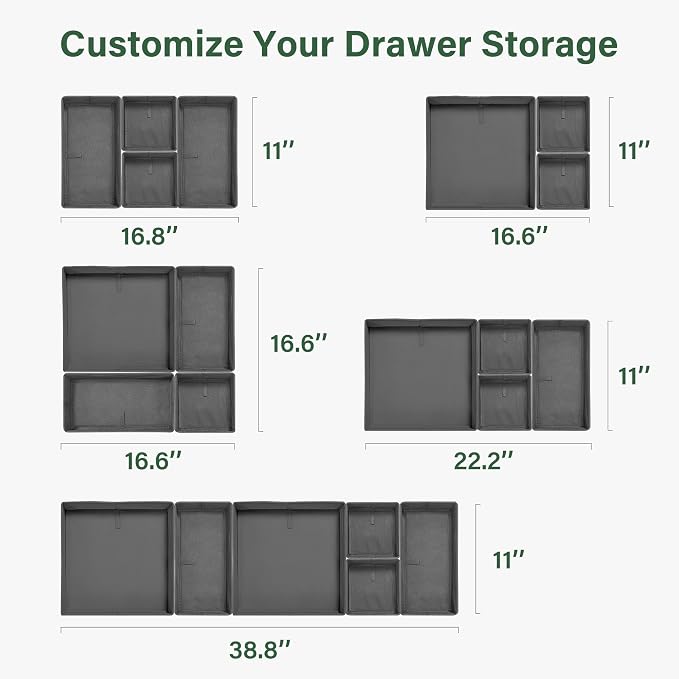 Kootek 16 Pack Drawer Organizer Clothes, Dresser Drawer Organizers for Clothing Fabric Foldable Closet Organizers and Storage Bins for Baby Clothes, Nursery, Underwear, Bras, Socks - Image 7