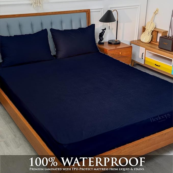 32X79 Truck Sleeper Waterproof Mattress Protector Pad Cover RV Bunk & Truck Sleeper Soft Terry Cotton Navy Luxury RV Mattress Protector 8" Inch Deep Pocket Easy Care
