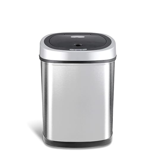 Ninestars DZT-42-9 Automatic Touchless Infrared Motion Sensor Trash Can, 11 Gal 42L, Stainless Steel Base (Oval, Silver/Black Lid) - Image 6