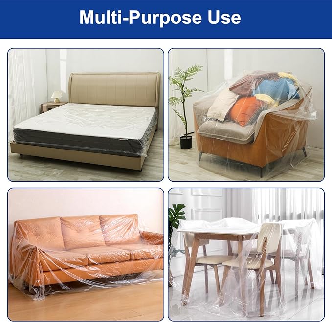 TopSoon 2PK Clear Plastic Mattress Bag - Moving & Storage Cover for Mattress or Box Spring - Heavy-Duty Disposal Supplies (1.5mil, King 78" x 14" x 100")