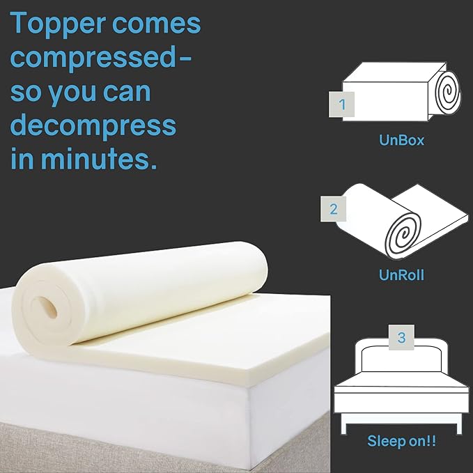 Nutan, 2-Inch High Density Medium Firm Foam Mattress Topper, CertiPUR-US Certified for Superior Comfort and Support, Twin, Green