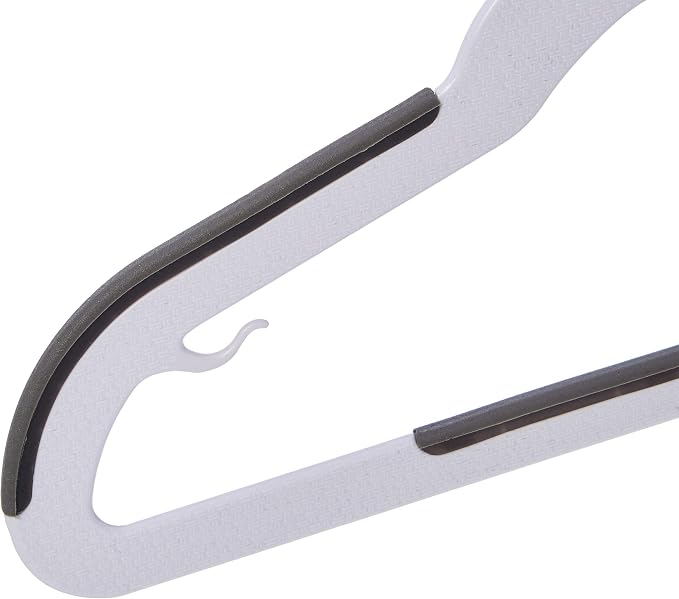 Amazon Basics Plastic Kids Clothes Hangers, Non-Slip, White and Black, 12.8" x 8" x 0.2", 30-Pack - Image 3