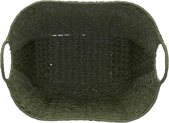 Household Essentials Natural Woven Wicker Storage Basket with Handles - Image 5