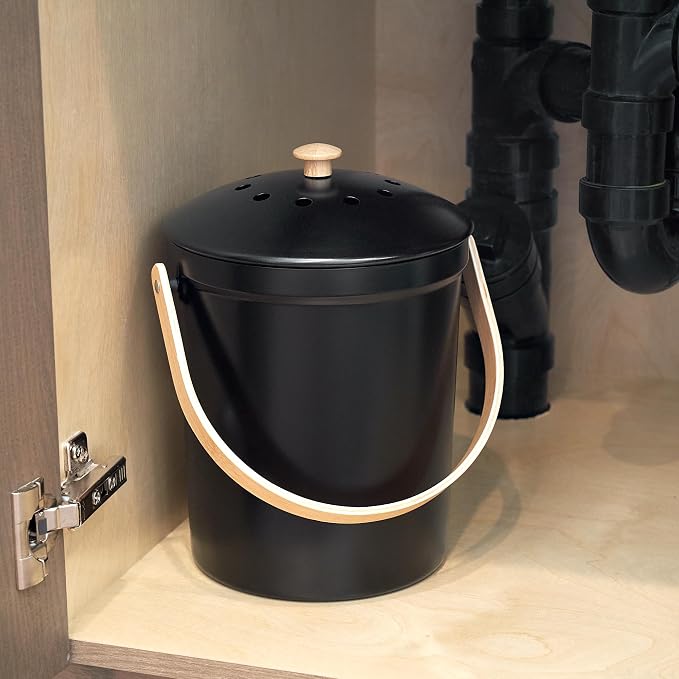 Beautiful Kitchen Compost Bin with Smell Proof Lid - Rust Proof and Odorless Compost Bucket for Your Countertop with No Smell Filters - Easy to Clean 1.1 Gallon Bin Looks Great On Any Kitchen Counter - Image 8