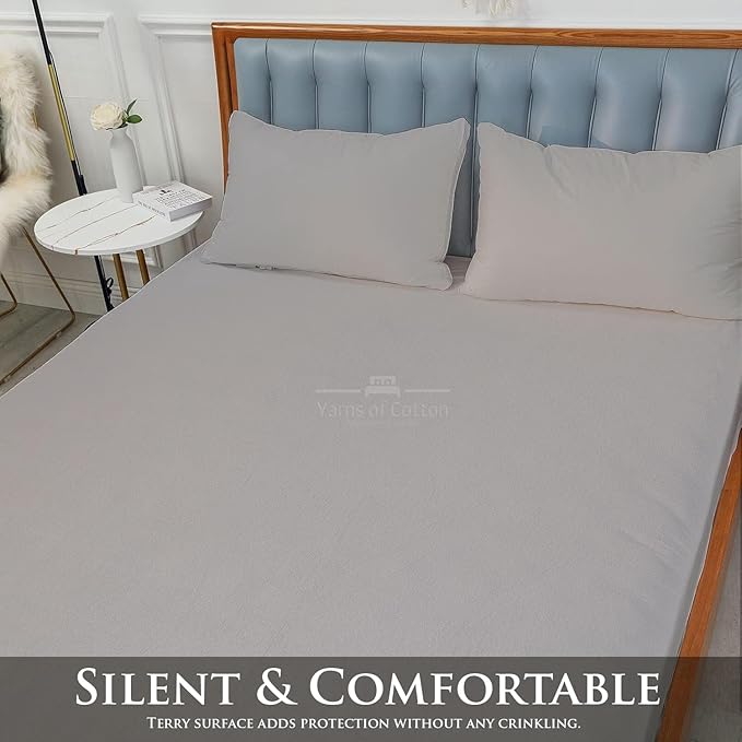 Cot Mattress Protector 42"x80" Waterproof, Terry Soft and Noiseless Mattress Protector Perfect for Daybed 42"x80" Mattress/Narrow Twin/Cot Size/Rv Bunk/Camping Cot (Light Grey)