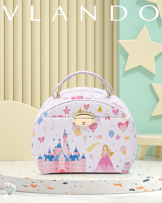 VLANDO Musical Jewelry Box for Girls Kids with Drawer, Music Box with Ballerina and Stickers for Birthday Bedroom Decor, Fantasy Princess - Image 6