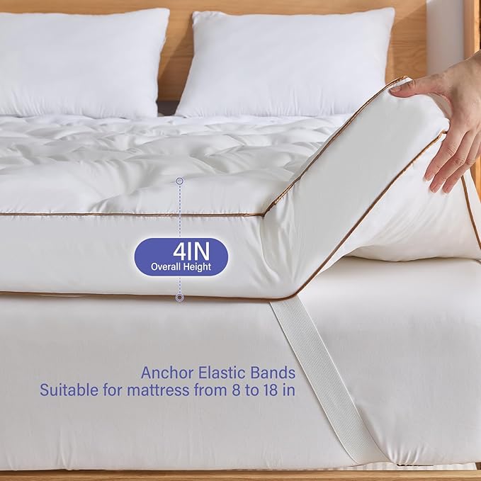 WhatsBedding 4 Inch Memory Foam Mattress Topper Twin for Back Pain Relief, Filled with Breathable Gel Memory Foam, Fluffy Comfort Supportive Pillow Top Mattress Topper, 75x39x4in