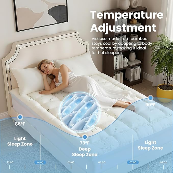 OLIXIS Full Size Dual Layer Gel Memory Foam Mattress Topper with Cooling Pillow Top, Breathable Bed Topper Pad for Back Pain Relief, CertiPUR-US Certified