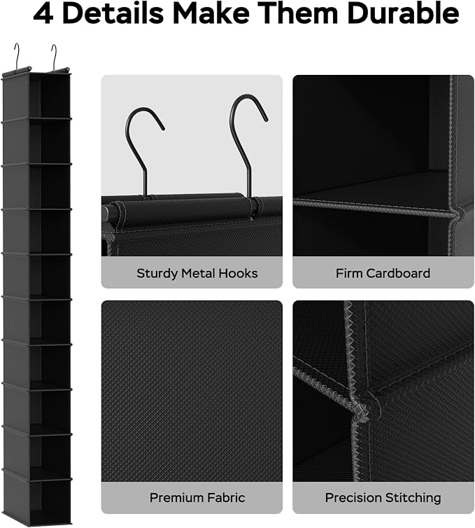 MAX Houser 10-Shelf Hanging Shoe Shelf Organizer, Hanging Shoe Storage for Closet,Pack of 2 (Black) - Image 5