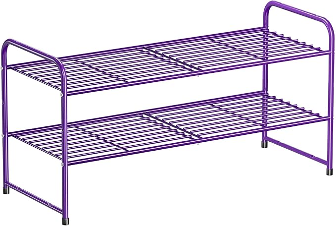 SUFAUY 2-Tier 33" Wide Shoe Rack Closet Metal Wire, Stackable, Purple by SUFAUY