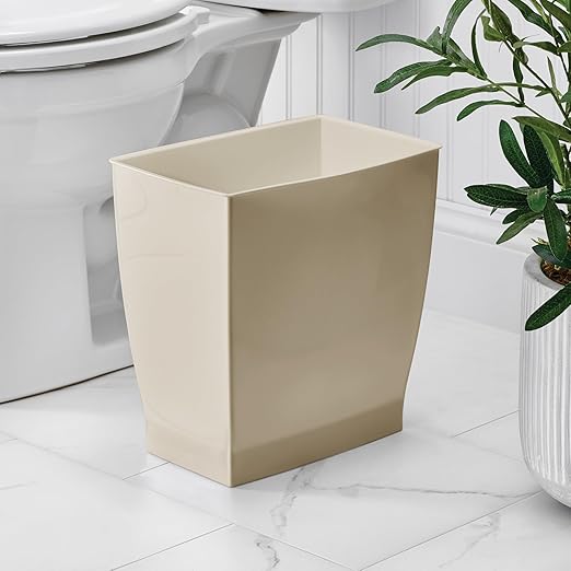 iDesign Small Plastic Bathroom Trash Can, Slim Rectangle Garbage Bin for Bedroom, Office, Dorm, Brown - Image 3