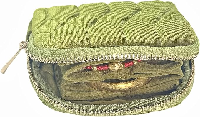 Small Travel Jewelry Case - Jewelry Travel Organizer Bag with for Bracelets, Necklaces, Bangles, Jewelry Organizer Storage Bag Gift for Women Girls,5.1x4.72x1.18 IN- RJB001-Green - Image 3