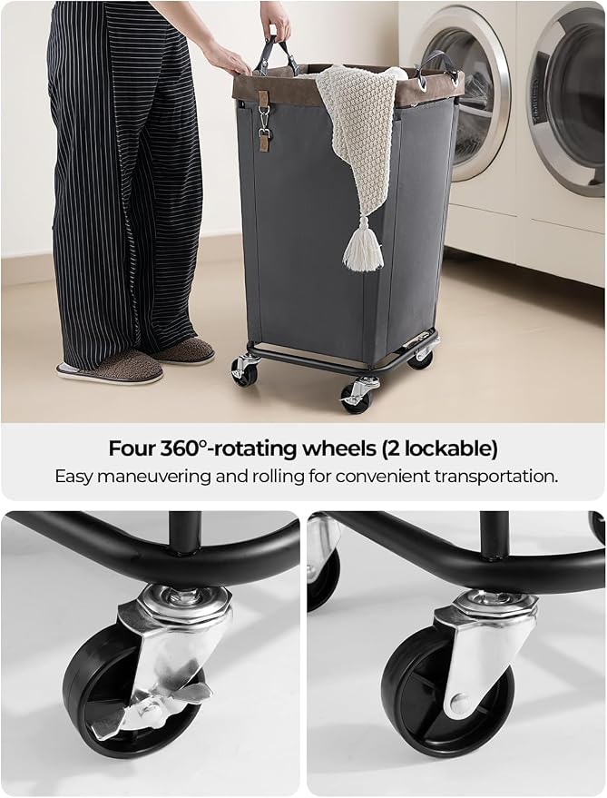 StorageWorks 160L Laundry Basket with Wheels, Large Rolling Hampers for Clothing Organizer, Dirty Clothes Basket for Hotel, Home, Closet, Dorm, Grey - Image 5