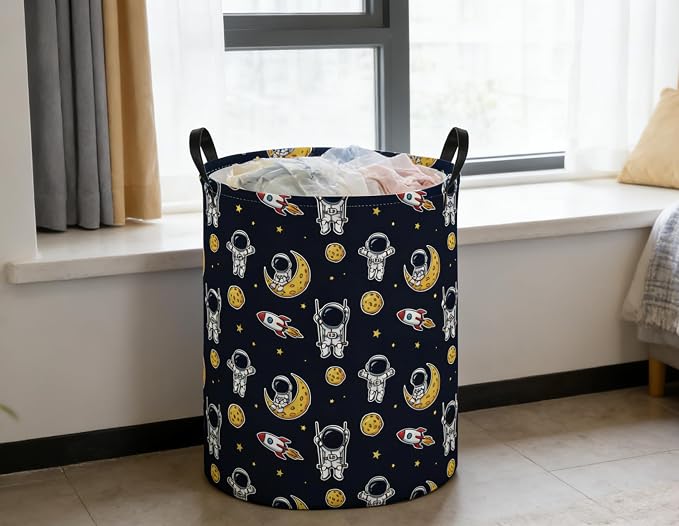 Kids Laundry Basket Space Hamper for Nursery Boys Hamper Cute Kids Storage Bin Room Decor for Home(Astronaut) - Image 2