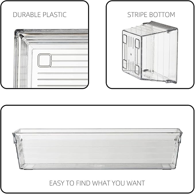 Backerysupply Clear Plastic Drawer Organizer Tray for Vanity Cabinet (Set of 10),Storage Tray for Makeup, Kitchen Utensils, Jewelries, and Gadgets - Image 5