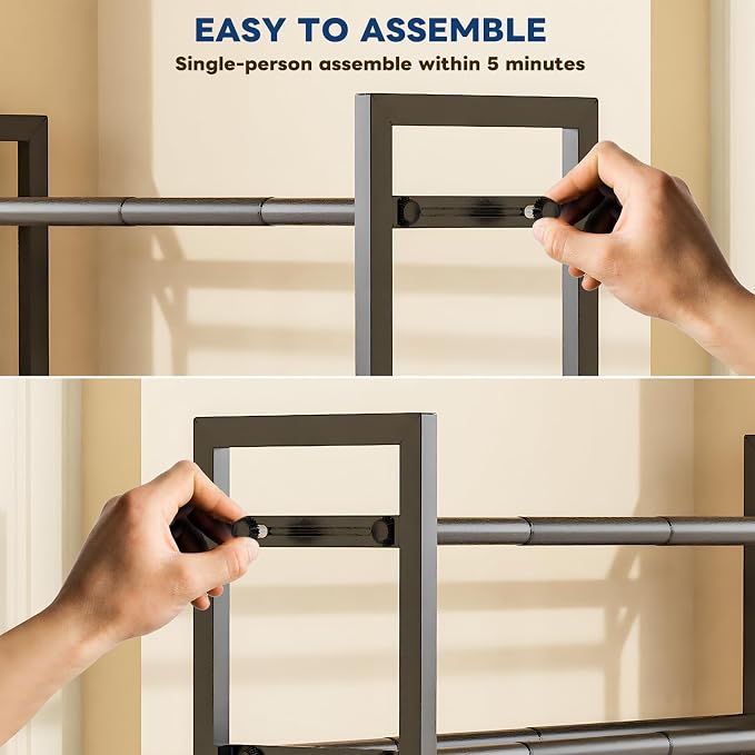 Mavivegue Expandable Shoe Rack, 4-Tier 19"-43.3" Adjustable Shoe Rack for Closet,Hall Entryway,Front Door,Garage, Sturdy Steel Space-Saving Rack, Black​ - Image 6