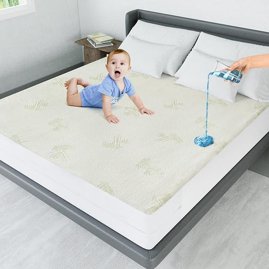 Queen Mattress Protector with Zipper,100% Waterproof Queen Size Cooling Mattress Cover,Ultra Soft Jacquard Fabric Breathable Noiseless Mattress Pad Cover,Zippered Mattress Encasement,60" *80" * 9"