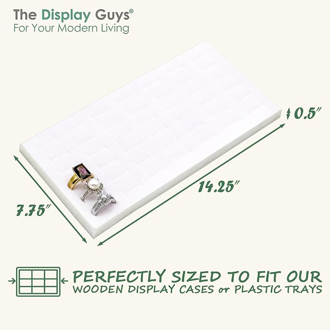 TheDisplayGuys For Your Modern Living 2-Pack 72-Ring Holders Velvet Foam Padding Jewelry Inserts - Tray/Case Liners - Retail Display, Storage (White) by The Display Guys - Image 2