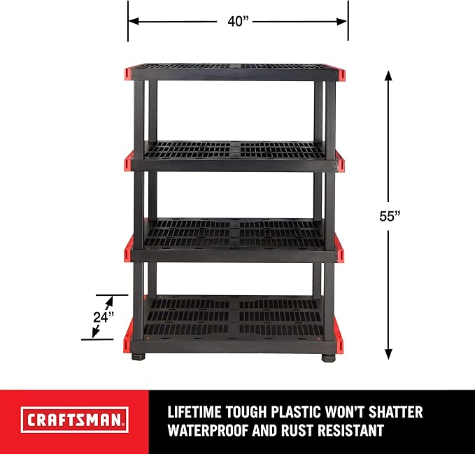 CX Craftsman 4-Tier Highly Durable Storage Rack, 4 Shleves That Support up to 200lbs/shelf, Organization and Storage, Weather-Resistant Design, Easy Assembly, American Made (55H x 40W x 24D) - Image 3