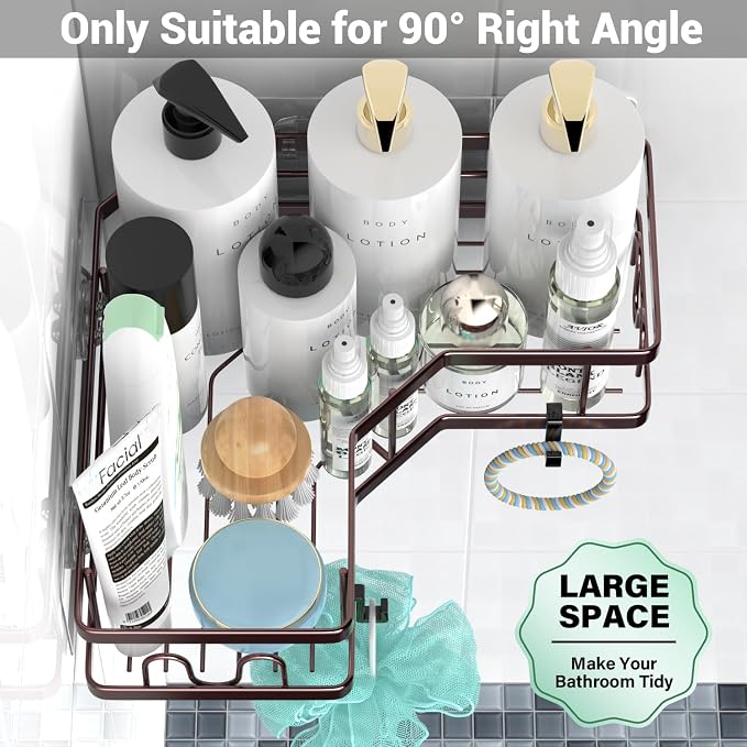 AKTECKE Corner Shower Caddy Organizer Shelf: Adhesive No Drilling Shower Rack Bathtub Shelves - 3Pack Rustproof Bathroom Shower Shelf - Image 3