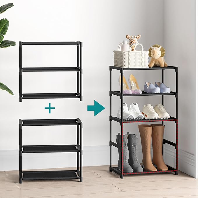Autonomier 3 Tier Extra Small Shoe Rack (16.3" Wide), Narrow Stackable Shoe Shelf for Kids Toddler Adult, Ultra-Lightweight Shoe Rack Stand for Closet Dorm Bedroom Storage Organizer, Entryway - Image 6
