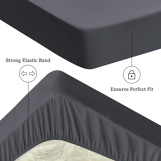 Sufdari Twin Size Mattress Protector,Waterproof Mattress Protector,Fitted Sheet Style Mattress Cover with 18" Deep Pocket,Washable and Comfortable-Deep Gray,Twin