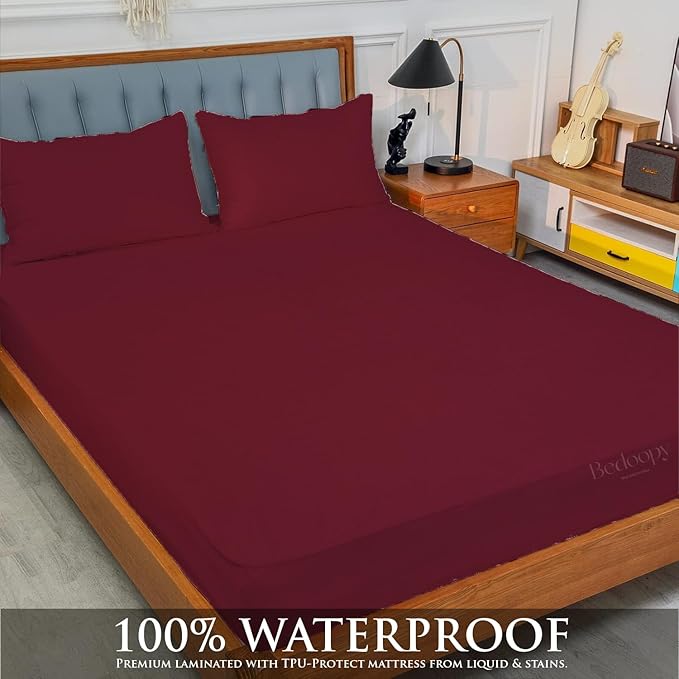 24X72 Cot Bed Waterproof Mattress Protector Pad Cover RV Bunk & Truck Sleeper Soft Terry Cotton Burgundy Luxury RV Mattress Protector 10" Inch Deep Pocket Easy Care