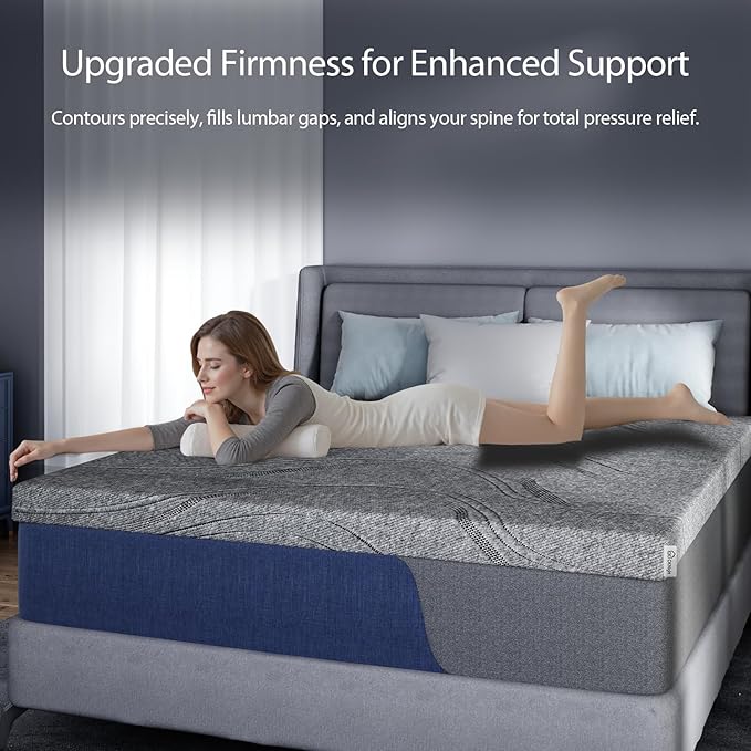 4 Inch Firm Mattress Topper King, Cooling Gel Memory Foam Mattress Topper for Back Pain Relief, High Density Ventilated Bed Topper with Breathable Cover & Non-Slip Straps, CertiPUR-US